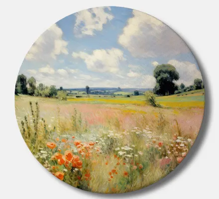 Арт. CAN-155 | Интерьерные картины | Пейзаж с маками (Круг)