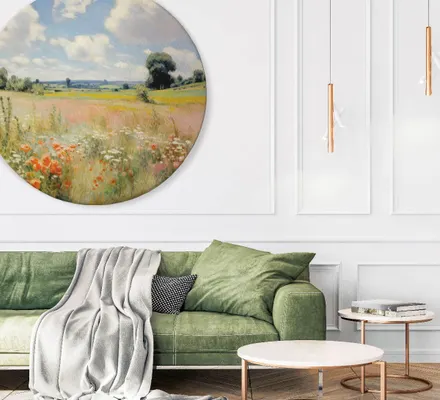 Арт. CAN-155 | Интерьерные картины | Пейзаж с маками (Круг)