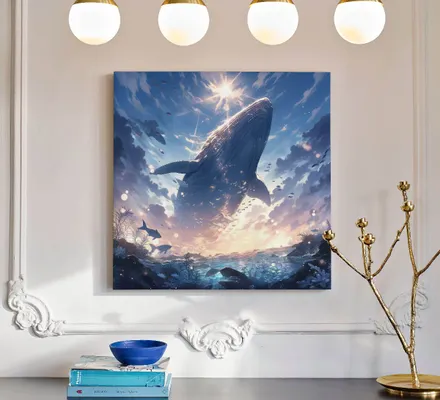 Арт. CAN-158 | Интерьерные картины | Кит (Квадрат)