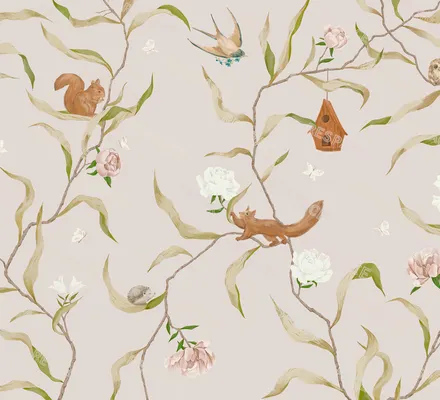 Арт. KIDS-81 | Обои | Малиновка (Цветовая вариация №4)