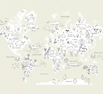 Арт. KIDS-77 | Обои | Вокруг света (Цветовая вариация №5)