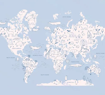 Арт. KIDS-77 | Обои | Вокруг света (Цветовая вариация №3)