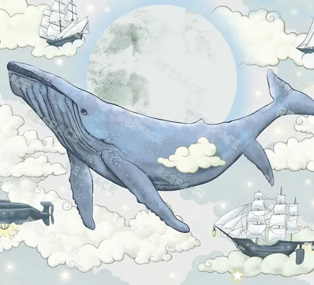 Арт. KIDS-85 | Обои | Песня для кита (Цветовая вариация №3)