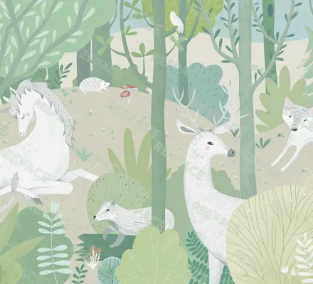 Арт. KIDS-86 | Обои | Сказочный лес (Цветовая вариация №3)