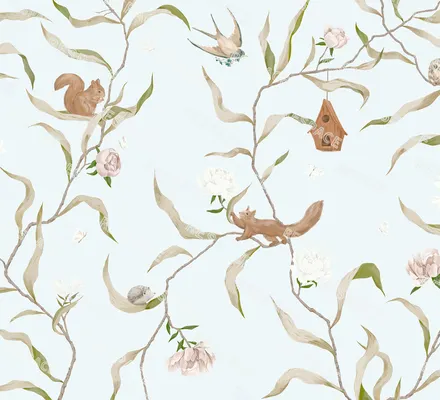 Арт. KIDS-81 | Обои | Малиновка (Цветовая вариация №3)