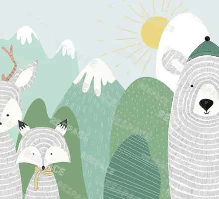 Арт. KIDS-87 | Обои | Большое путешествие (Цветовая вариация №5)