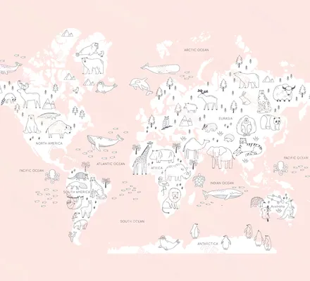 Арт. KIDS-77 | Обои | Вокруг света (Цветовая вариация №2)