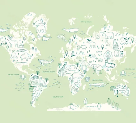 Арт. KIDS-77 | Обои | Вокруг света (Цветовая вариация №4)