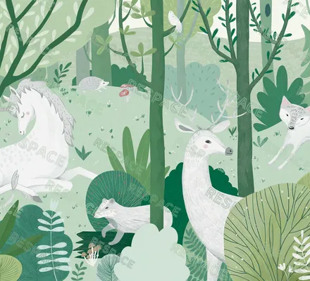Арт. KIDS-86 | Обои | Сказочный лес (Цветовая вариация №5)