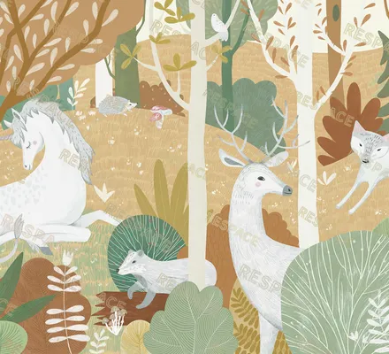 Арт. KIDS-86 | Обои | Сказочный лес (Цветовая вариация №4)