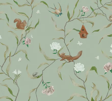 Арт. KIDS-81 | Обои | Малиновка (Цветовая вариация №2)