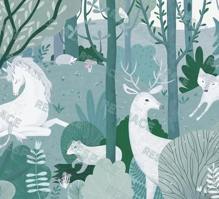 Арт. KIDS-86 | Обои | Сказочный лес (Цветовая вариация №2)