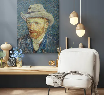 Арт. CAN-115 | Интерьерные картины | Автопортрет в серой фетровой шляпе (Прямоугольник)