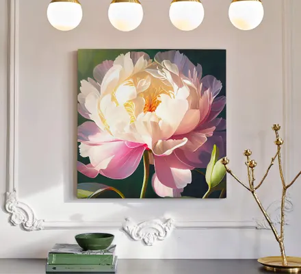 Арт. CAN-123 | Интерьерные картины | Пион 2 (Квадрат)