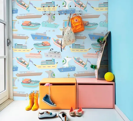 Арт. KIDS-04-2 | Обои | Кораблики (голубые)