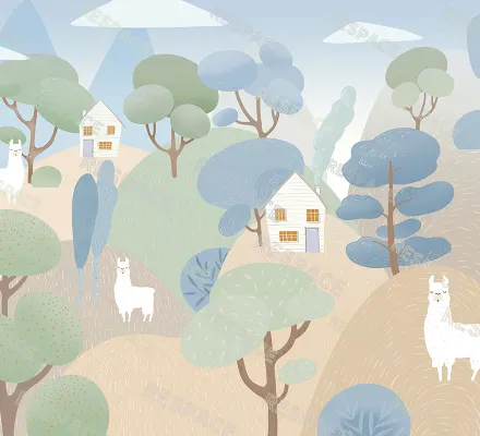 Арт. KIDS-96 | Обои | Пако Лама (Цветовая вариация №3)