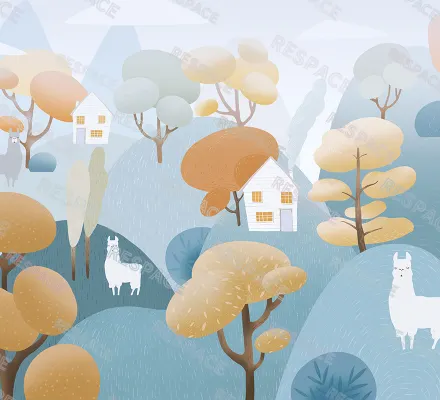 Арт. KIDS-96 | Обои | Пако Лама (Цветовая вариация №4)