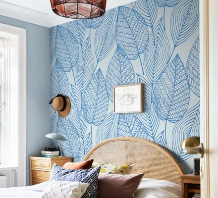 Арт. FLO-06-2 | Обои | Гербарный лист (голубые)