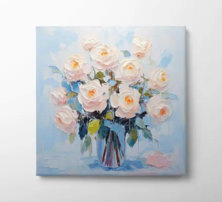 Арт. CAN-164 | Интерьерные картины | Розы в вазе (Квадрат)