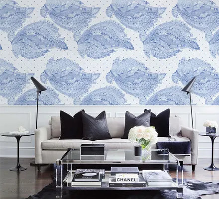 Арт. EAST-08-2 | Обои | Звездный лотос (голубые)