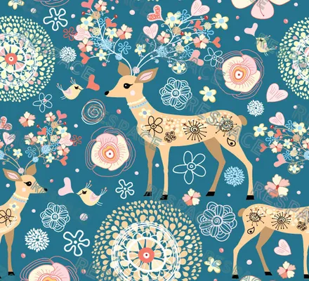 Арт. KIDS-09-2 | Обои | Олени (синие)