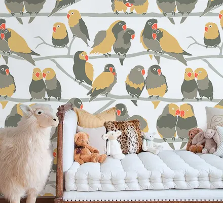 Арт. KIDS-24 | Обои | Попугайчики