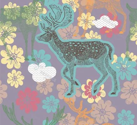 Арт. MOD-13-2 | Обои | Олени (разноцветные)