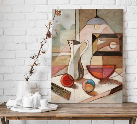 Арт. CAN-135 | Интерьерные картины | Натюрморт с кувшином и фруктами (Прямоугольник)