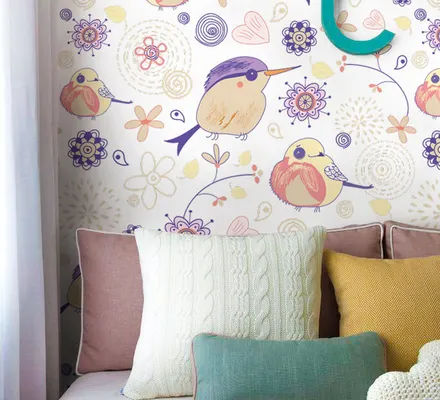 Арт. KIDS-05-3 | Обои | 44 чижа (белые)