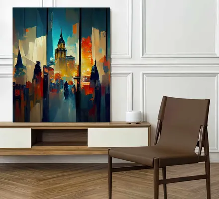 Арт. CAN-12 | Интерьерные картины | Город масло (Прямоугольник)