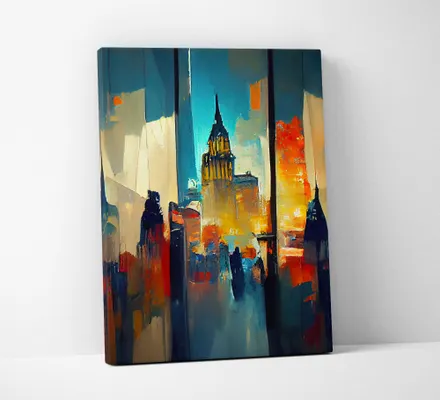 Арт. CAN-12 | Интерьерные картины | Город масло (Прямоугольник)