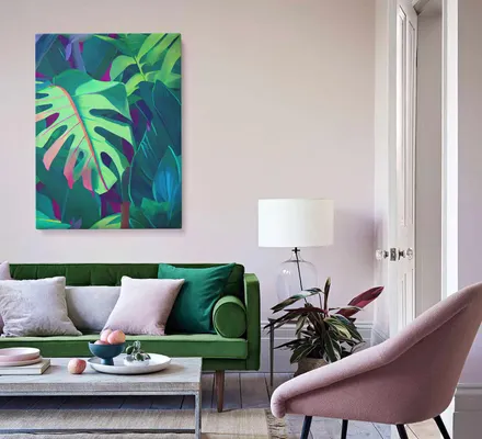 Арт. CAN-20 | Интерьерные картины | Листья масло 2 (Прямоугольник)