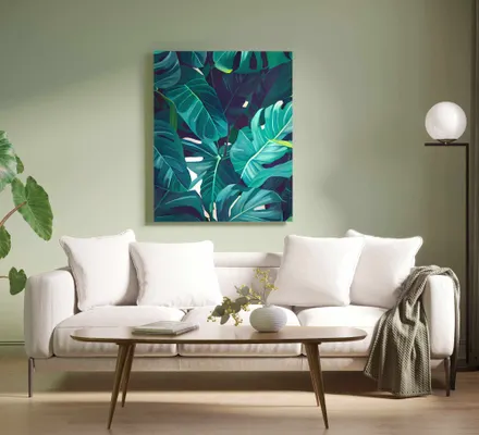 Арт. CAN-21 | Интерьерные картины | Листья масло (Прямоугольник)