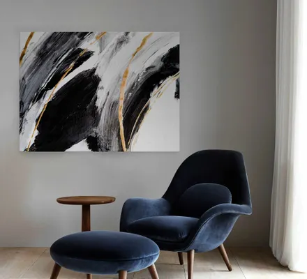 Арт. CAN-41 | Интерьерные картины | Черное золото 1 (Прямоугольник)