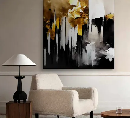 Арт. CAN-45 | Интерьерные картины | Абстракция золотая 1 (Квадрат)