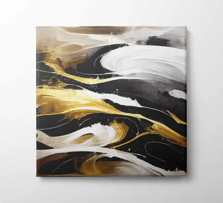Арт. CAN-46 | Интерьерные картины | Абстракция золотая 2 (Квадрат)