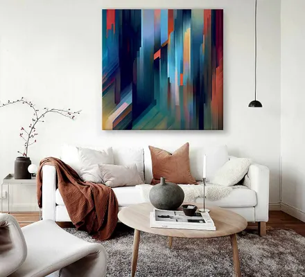 Арт. CAN-48 | Интерьерные картины | Абстракция полосы синие (Квадрат)