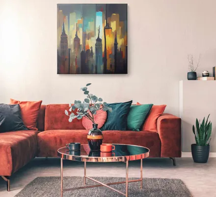 Арт. CAN-50 | Интерьерные картины | Город масло 2 (Квадрат)