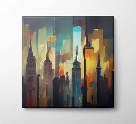 Арт. CAN-50 | Интерьерные картины | Город масло 2 (Квадрат)