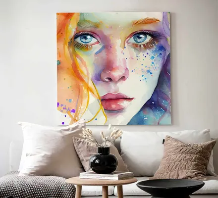 Арт. CAN-61 | Интерьерные картины | Портерт девушки солнца (Квадрат)