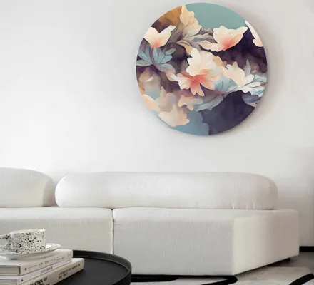 Арт. CAN-79 | Интерьерные картины | Цветы акварель (Круг)