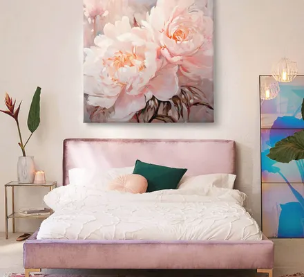 Арт. CAN-168 | Интерьерные картины | Персиковые пионы (Квадрат)