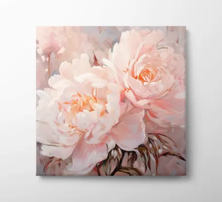 Арт. CAN-168 | Интерьерные картины | Персиковые пионы (Квадрат)