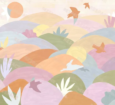 Арт. KIDS-95 | Обои | Лето на холме (Цветовая вариация №2)